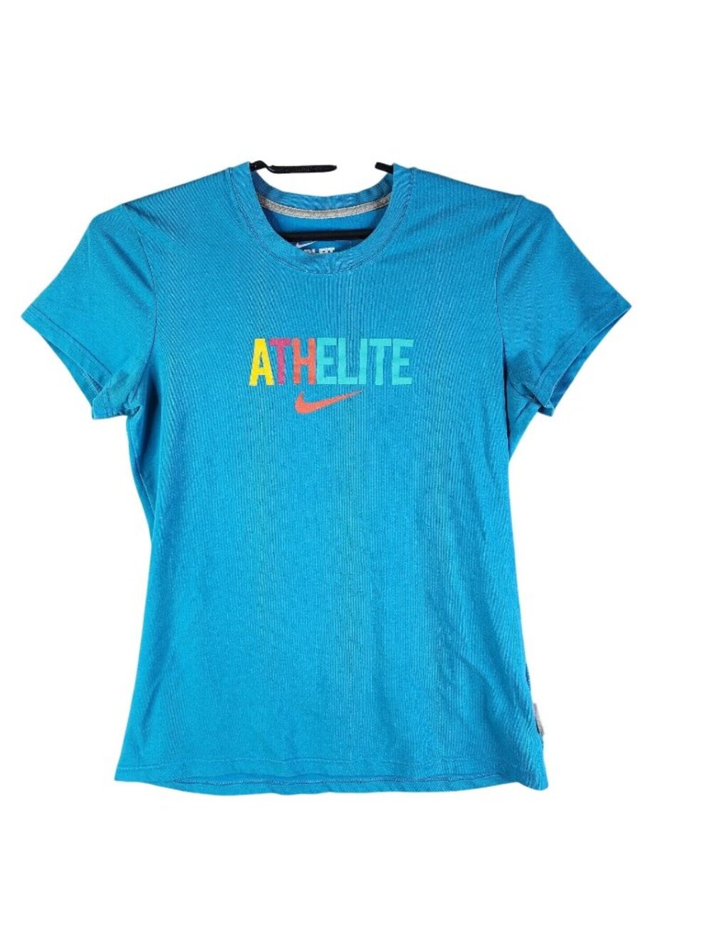 Women Nike Blue Dri Fit T Shirt Short Sleeve Athlete Short Sleeve Size L